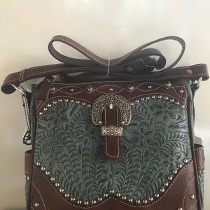 American West Tooled Leather Bag